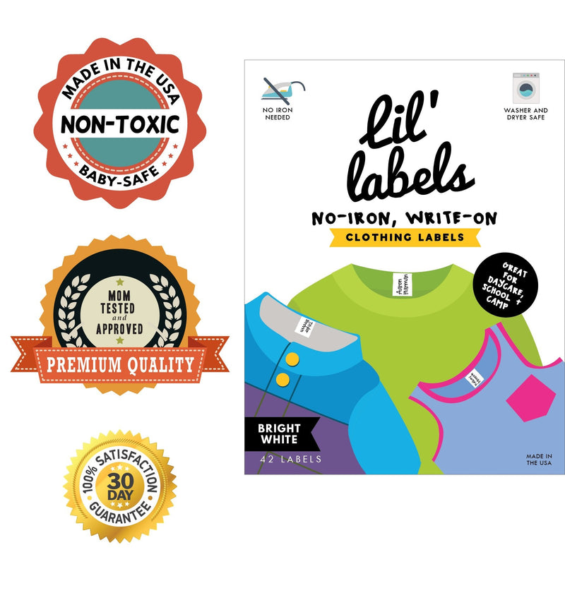 [Australia - AusPower] - Clothing Labels, Write On Name, No Iron, Washer and Dryer Safe, Kids Label for Daycare and School, Made in USA (Set of 4) Standard Set of 4 
