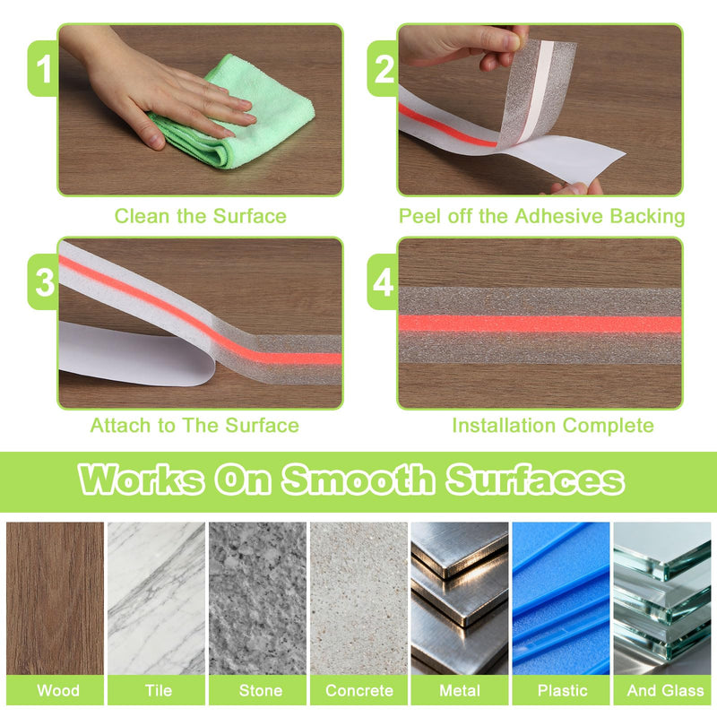uxcell 2 Inch x 16.4 ft Anti Slip Traction Tape, Clear Grip Tape with Blue Glow, Waterproof Non Skid Strips for Indoor or Outdoor Stairs Steps, and Other Smooth Surfaces