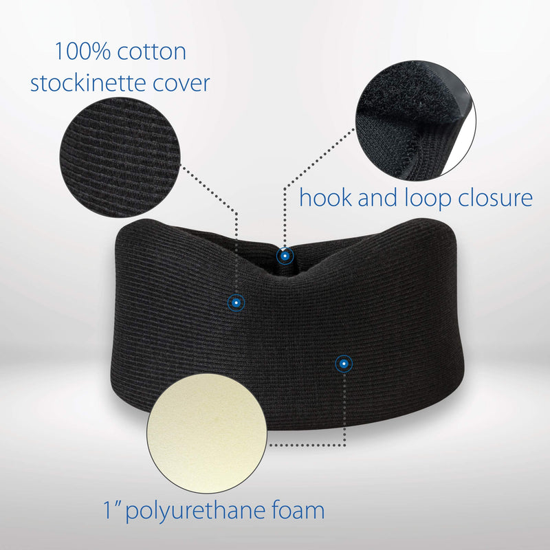 [Australia - AusPower] - Core Products Soft Foam Cervical Collar Neck Support Brace, Helps Stabilize Vertebrae & Relieve Spinal Pressure for Men & Women - Black, Medium Fits (2.2-2.7 inch) Height 2.5 Inch 
