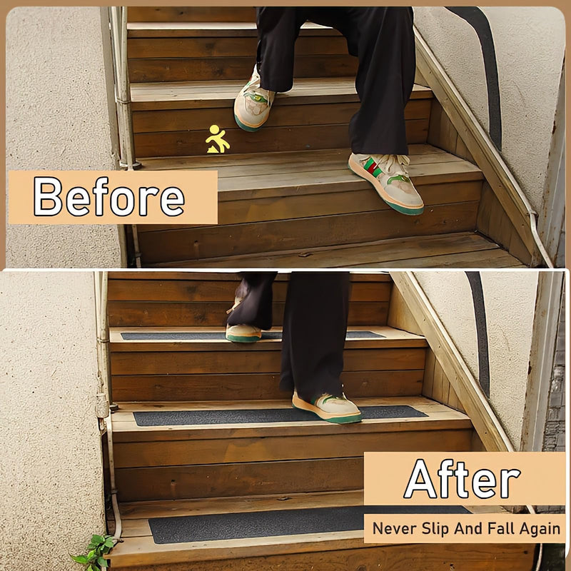 CHUANGSEED 12-Pack Non-Slip Outdoor Stair Treads Grip Tape 4'' x 30'', Heavy Duty Black Grit Anti-Slip,High Traction Adhesive Treads Suitable for Most Slippery Surfaces 4''x30''