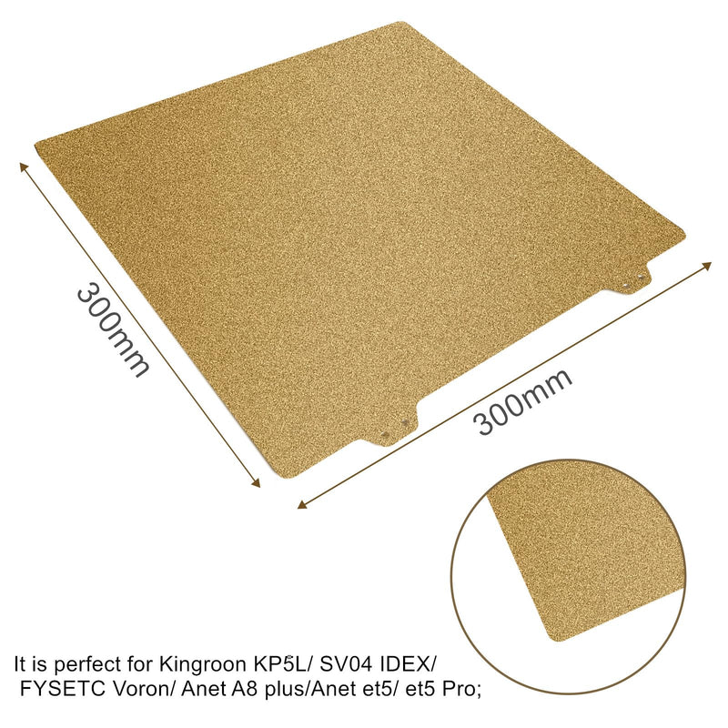 Double Sided Textured PEI Printing Bed, 3D Printer Parts Printing Plate Frosted PEI Surface300x300 mm for Kingroon KP5L/ SV04 IDEX/Anet A8 Plus/Anet et5/ et5 Pro(Without Magnetic Bottom Sheet) Double Sided 300 x300 mm