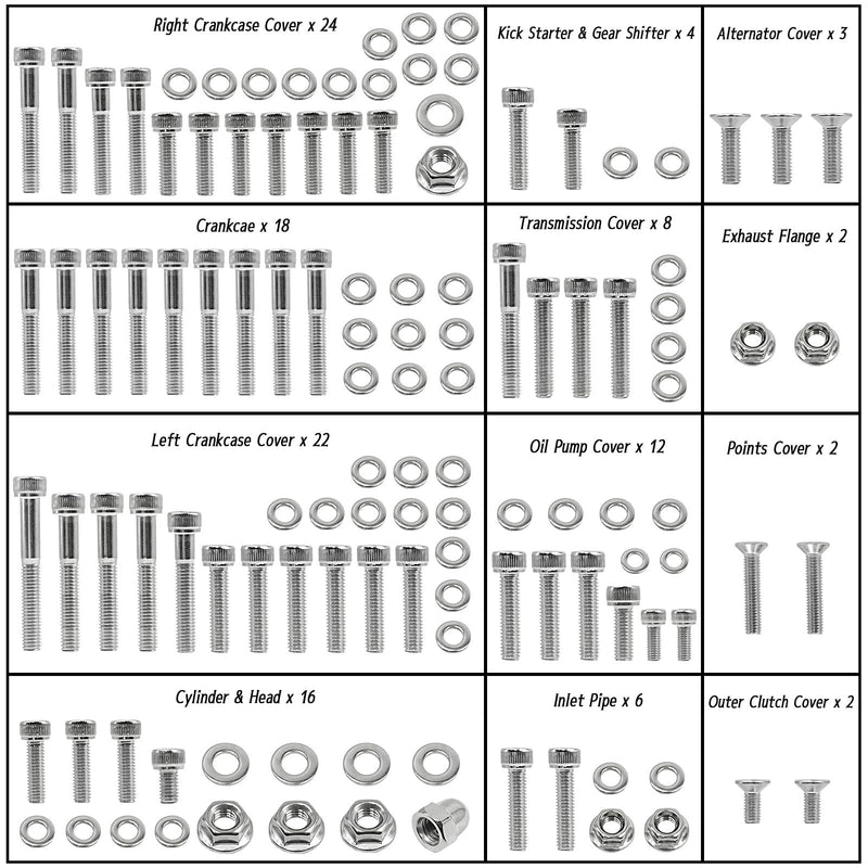 [Australia - AusPower] - 304 Stainless Steel Engine Bolt Kit Compatible with Honda Trail 90 CT90 1966-1979（119Pcs） 