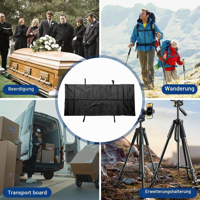 Body Bag, 210D Waterproof Leak Can, Body Bag, Animal Stretcher Medical Duffel Bag with 4 Carrying Tyres, Funeral Supplies (Black)