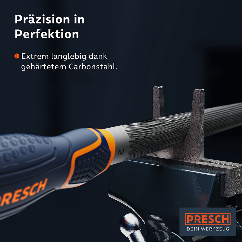 [Australia - AusPower] - Presch Workshop File Half Round 200 mm – High Quality Half-Round File with Cross Puller H2 for Filing Rounds and Straight Lines in Metal, Wood or Plastic – High-Quality Metal File Workshop file semi-circular 