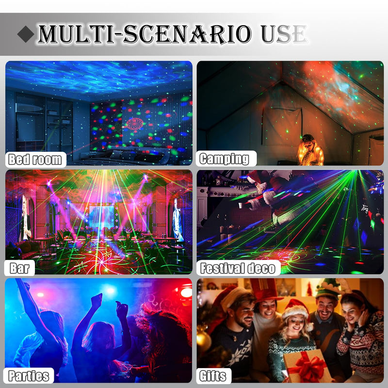 [Australia - AusPower] - Party Lights DJ Disco Light,Disco Ball Star Projector RGB LED Strobe Lights Stage Light Sound Activated Ocean Wave Effect for Parties Club Holiday Christmas Birthday Wedding Party Lights 