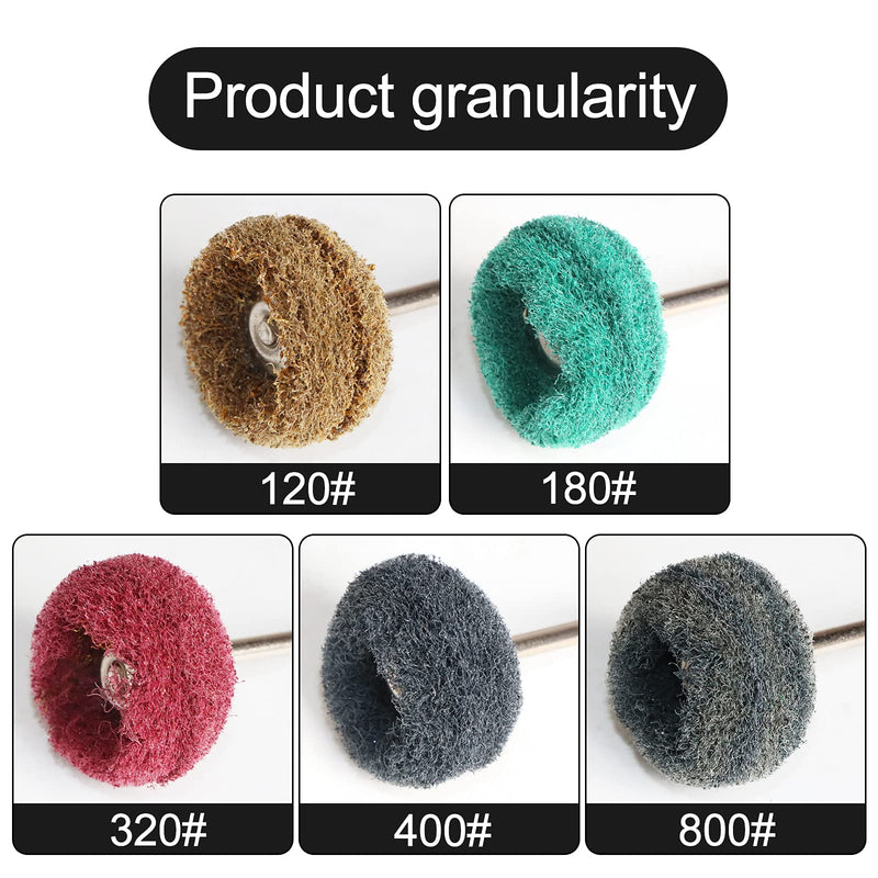 [Australia - AusPower] - FPPO 100PCS Abrasive Buffing Polishing Wheel Set for Rotary Tool,Mini scouring pad Brush Polishing kit, Removal of Rust,Deburring on Metal Surface,with 3mm Mandrel mix100pcs 