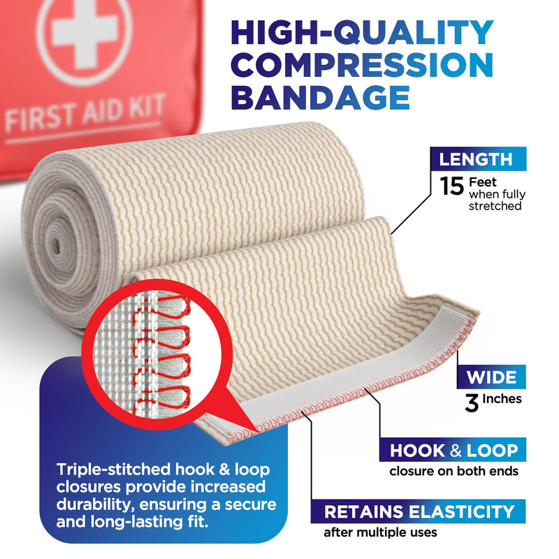[Australia - AusPower] - Premium Elastic Bandage Wrap - 3” (2pk) - Strong Compression - Self-Closing Reusable Bandages for Legs and Arms - Wrist, Elbow, Foot, Knee Wrap 2 Pack Elastic 3in 