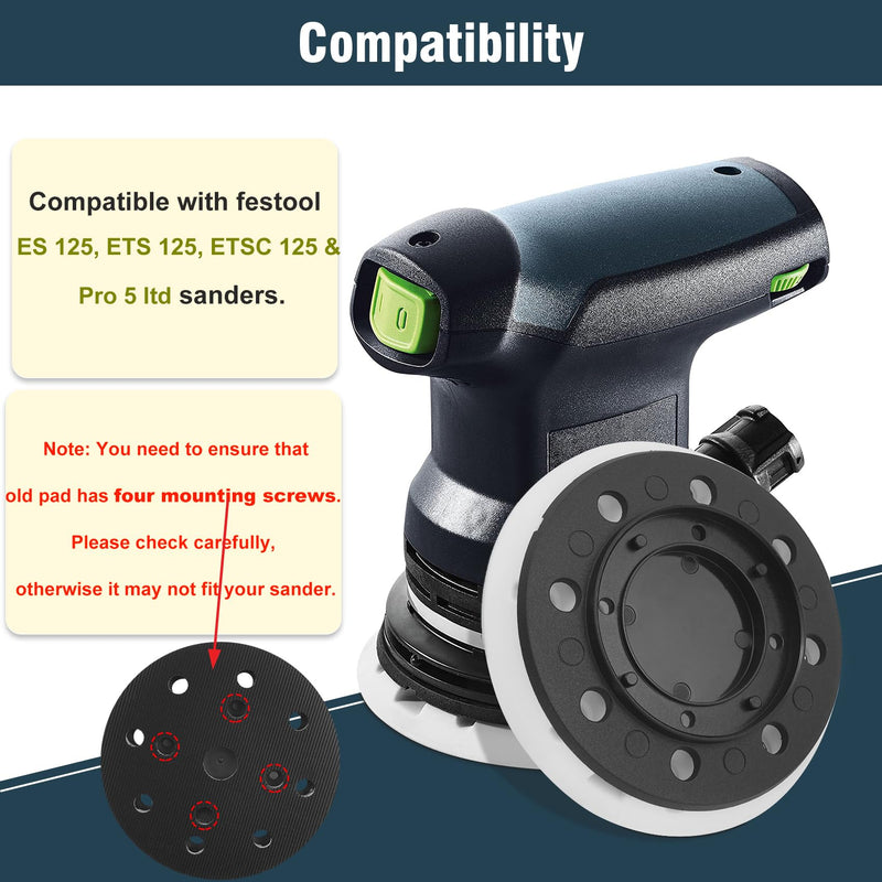 [Australia - AusPower] - Durable 492280 ETS 125 Eq & Pro 5 ltd Jetstream Sanding Pad 125mm (5 in), Hard, 8 Holes fit for festool ETS 125, ES 125, ETSC 125, Pro 5 ltd Random Orbit Sanders Include a 5" Protection Pad 