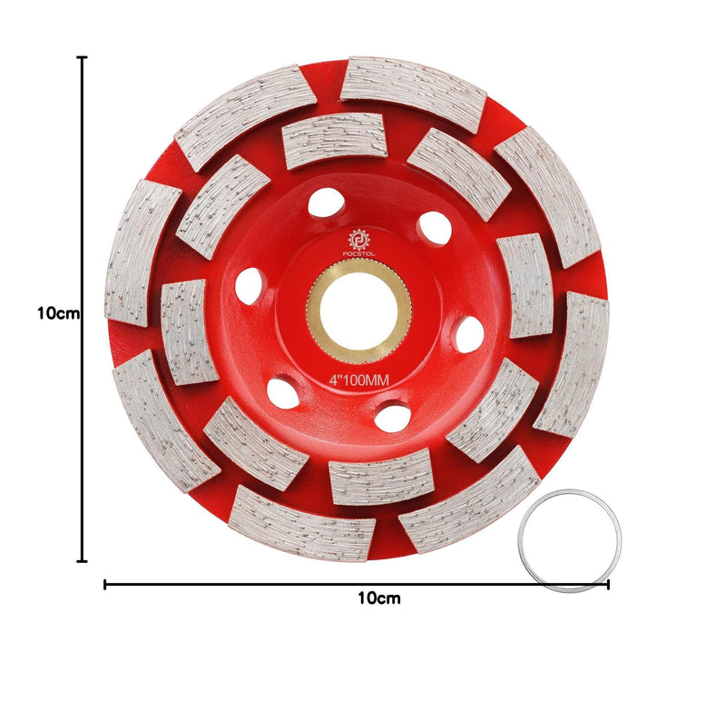 [Australia - AusPower] - FOCSTOL Diamond Cup Wheel - 100 mm x 22.23 mm Double Row Grinding Wheel for Concrete Granite Marble Masonry Artificial Stone for Angle Grinder 100mm doppelt 