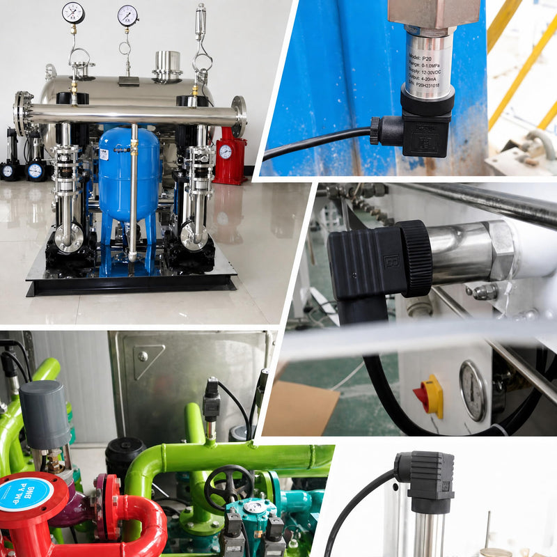 Stainless Steel Pressure Transducer, Pressure Sensor Silicon Pressure Transmitter Sensor Water Flow Sensor 4-20mA Output G1/4 Inch for Water Gas Oil (0-0.2 MPA) 0-0,2 MPA