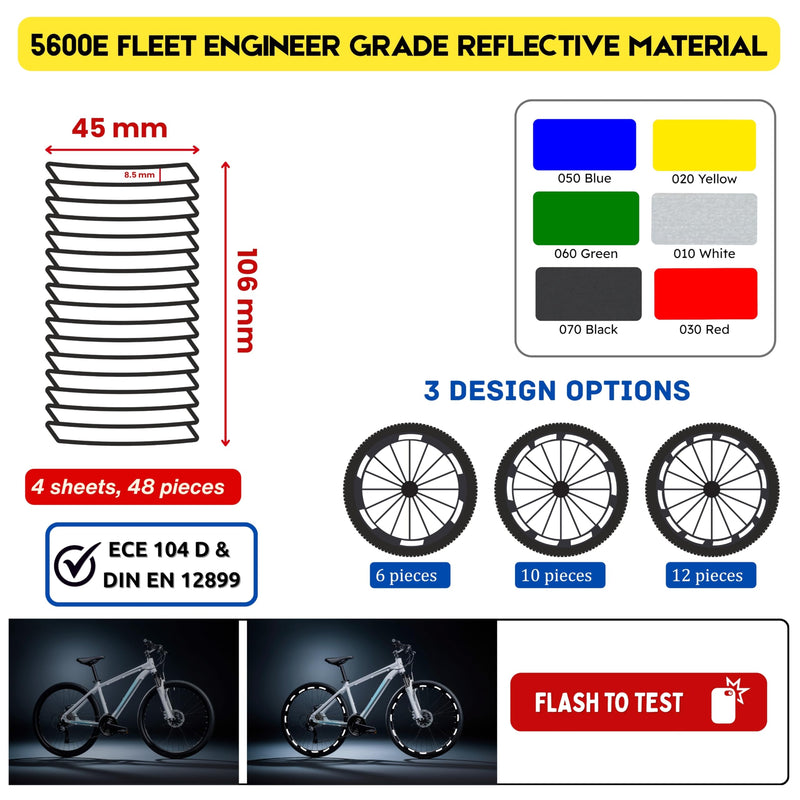 DIN67520/ECE104 Made with Ora FOL 5600 Bicycle Rim reflectors, Stickers, Cat's Eyes, Bicycle Film, Rim Edge Stickers, Waterproof Reflective Film (Blue)