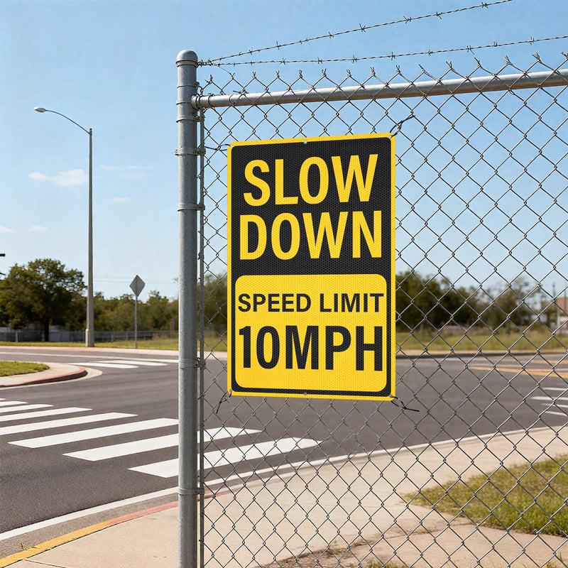 Slow Down Speed Limit 10 MPH Sign 12 x 18 Inches Reflective Aluminum Metal Traffic Sign Rust-Free Warning Signs for Driveway Parking Lots Neighborhoods Campground 2 Pack Yellow