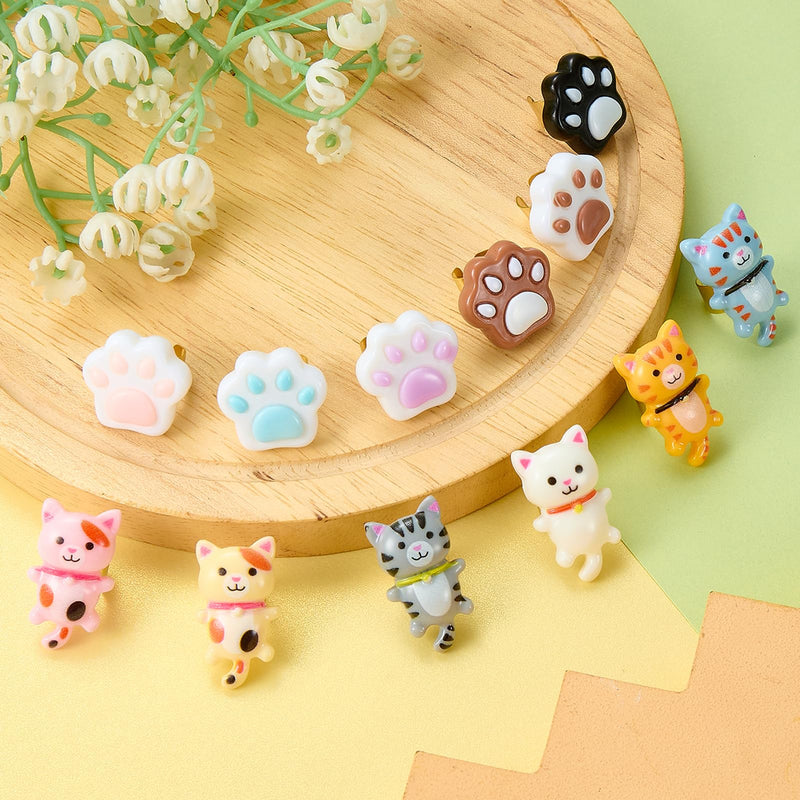 [Australia - AusPower] - 12 Pcs Stethoscope Charms for Nurses Personalized Paw Print and Cat Stethoscope Accessories Gifts for Nurse Graduates Doctor Surgeons and Medical Assistant Cat and Paw 