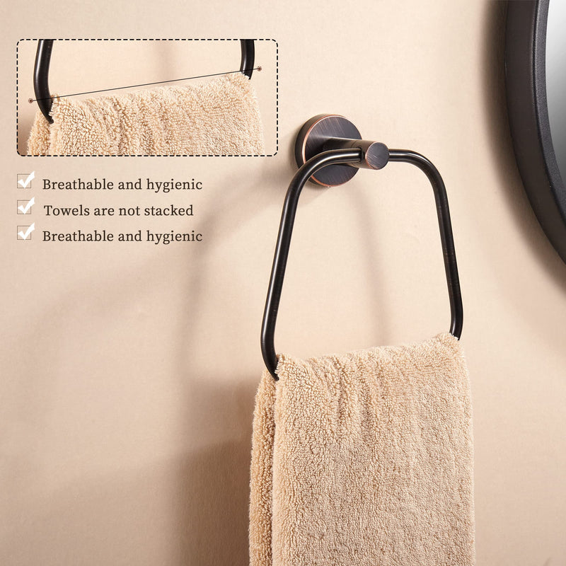 Bronze Toilet Paper Holder Hand Towel Holder, Bath Towel Ring Toilet Paper Roll Holder Oil Rubbed Set, Rustic Toilet Tissue Holder Towel Hanger Bathroom Hardware Farmhouse Wall Mounted 2 Pieces Trapezoid