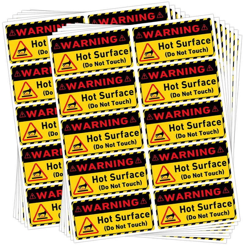 Warning Hot Surface Labels,1 x 2 Inch Caution Hot Surface Warning Stickers, Danger Safety Do Not Touch Sign (500 Pcs)