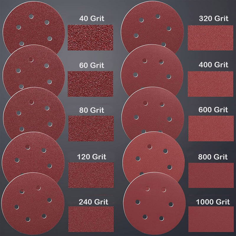 40 Grit Sanding Discs Pack of 50 125 mm Quick Change Discs | 5 inch 8 hole Velcro sandpaper for electric sanders, reliable adhesion to sanders 40# x 50 pieces