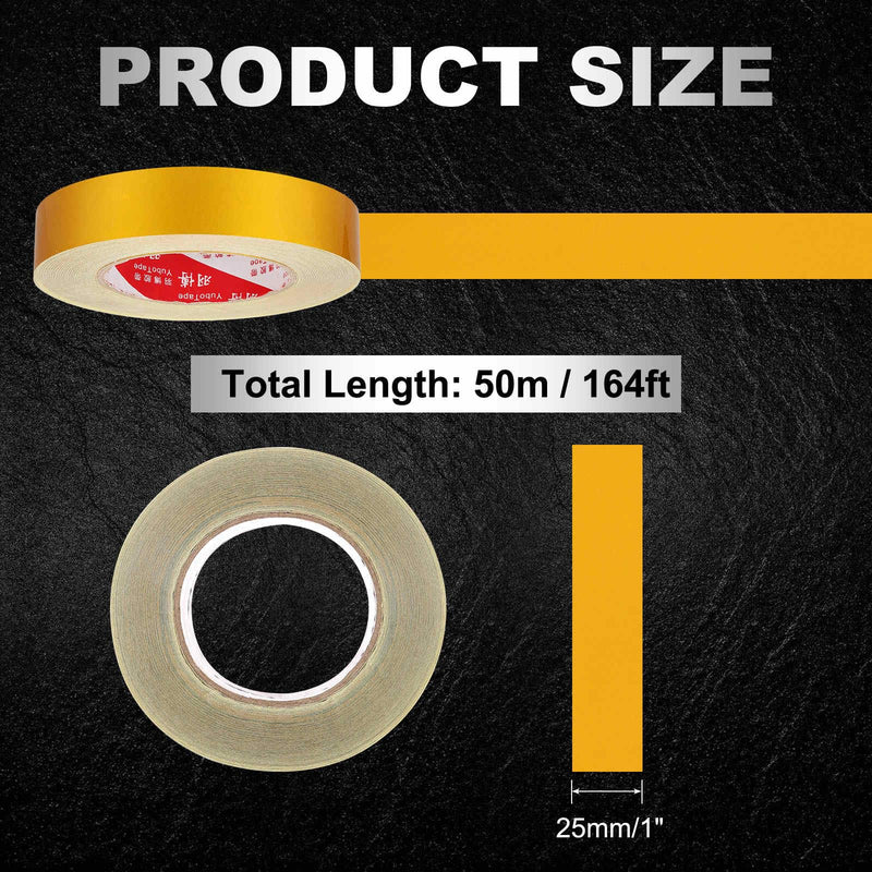 Caution Tape Safety Stripe Waterproof Reflective Tape (1 Inch x 164 Feet, Yellow) - Warning & Caution, for Outdoor Road Wall Trailers Bikes Vehicle, Self Adhesive 1 Inch x 164 Feet