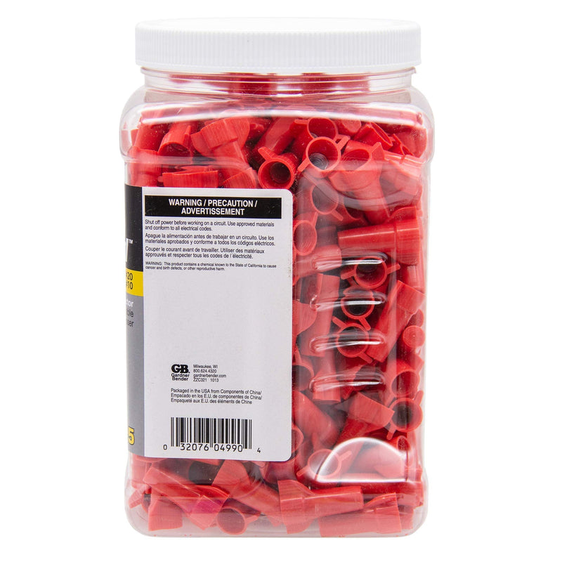 nVent Gardner Bender 16-086L WingGard Ultra Red Twist-On Wire Connectors, 325-Pk Large Jar, 600V-1000V Rated, High-Leverage Wings, Copper to Copper (Formerly: Gardner Bender) 325 Pack 22 - 6 AWG