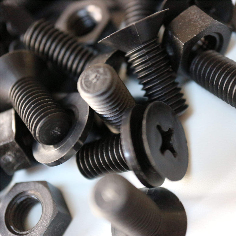 [Australia - AusPower] - 20 x Black Countersunk Screws Polypropylene (PP) Plastic Nuts and Bolts, Washers, M8 x 20mm, Anti-Corrosion, Chemical Resistant, (5/16 x 25/32 in) 