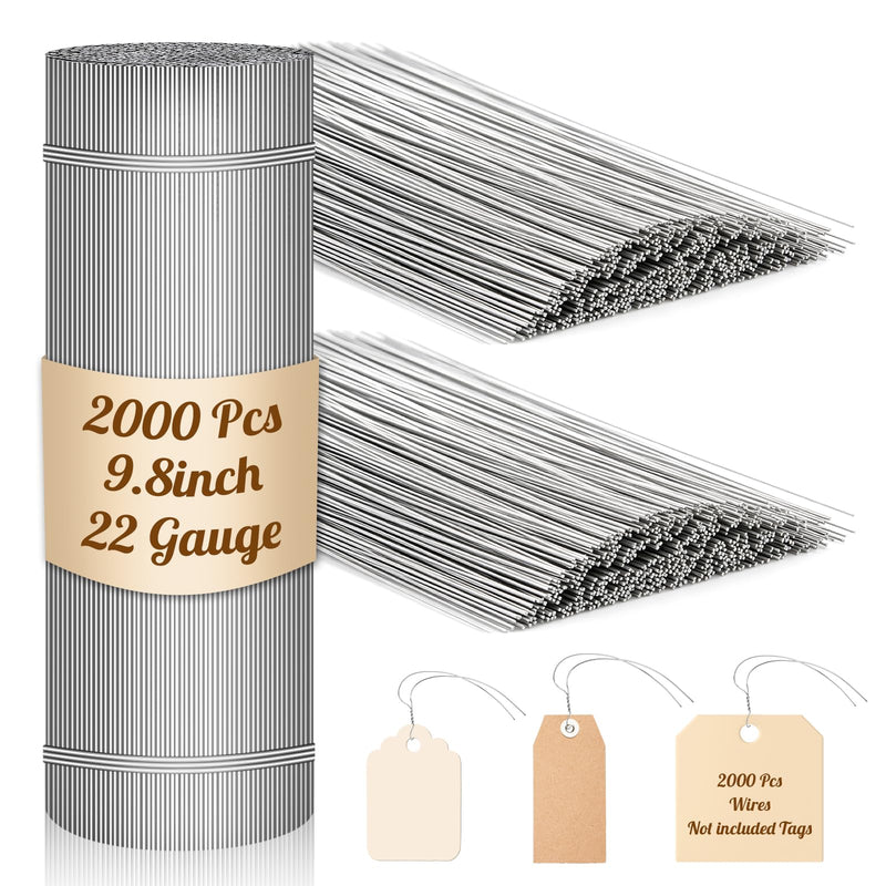 2000 Pcs Bundle 22 Gauge Galvanized Tag Wire 9.8" Tag Wire Ties Parts Inventory Labels for Auto Sales Repair Savage Retail 2000