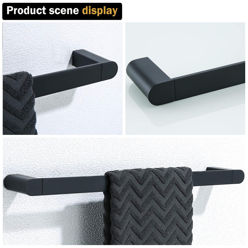 RANDOM Matte Black Towel Bar Rack Holder Rod 18 inch Hand Towel Holder for Bathroom Kitchen Heavy Duty Hardware Accessories Wall Mount Contemporary Hotel Style.96026-2-18MB 18 Inch (1 Piece)
