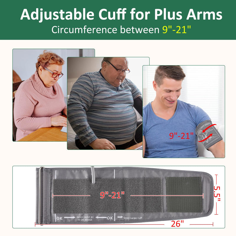 9-21 Inches (22-52cm) Extra Large Blood Pressure Cuff, Compatible with Omron and Other Brands Replacement Cuff for Normal and Big Arms (BP Cuff Included Only)