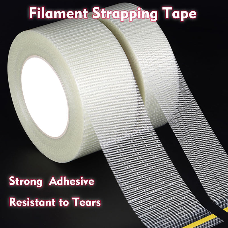 [Australia - AusPower] - Fiberglass Filament Strapping Tape Heavy Duty Transparent Reinforced Packing Tape 2 in 6 Mils 30 Yards Nylon Fiber Glass Tape 2In 6mils 30Y 