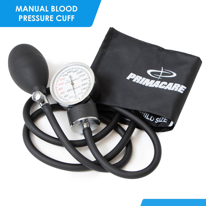 [Australia - AusPower] - Primacare DS-9191 Pediatric Size Aneroid Sphygmomanometer Manual Blood Pressure Monitor Kit, BP Cuff with Latex Free Inflation System, Waterproof and Portable Nylon Carry Case 