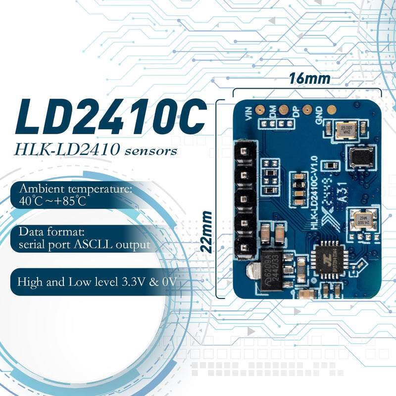 [Australia - AusPower] - 3 PCS LD2410C Sensor Module HLK-LD2410 Human Presence Radar LD2410 Millimeter Wave Radar Sensor Module Non Contact 24GHz ISM Band Serial Port IO Level Output LD2410C-3PCS 