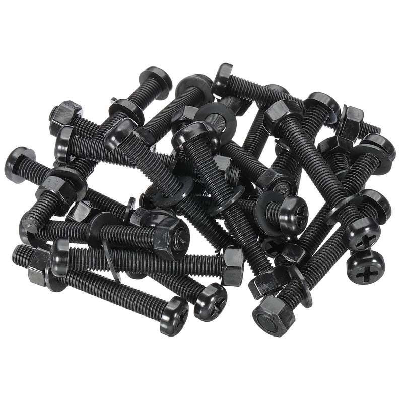 [Australia - AusPower] - PATIKIL M8x60mm Black Nylon Bolts Plastic Nuts Full Thread Head Screws, 24 Pcs M8*60mm 