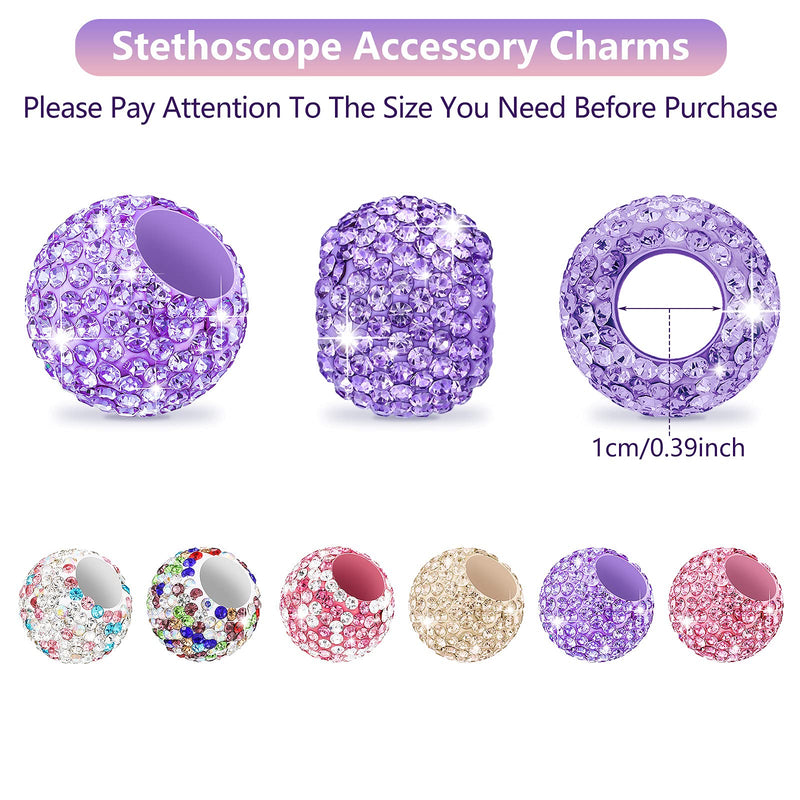 Hicarer 6 Pieces Stethoscope Decorations Stethoscope Charms Crystal Bling Round Charm for Nurses Doctors Veterinarians Technicians