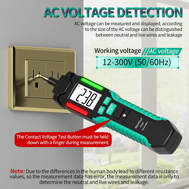 [Australia - AusPower] - Non Contact Voltage Tester, Electrical Tester Pen, AC Voltage, Live/Null Wire Tester, Light Bulb Tester Tools with LCD Backlight Display, Buzzer Alarm, Flashlight,Wire Breakpoint Finder 