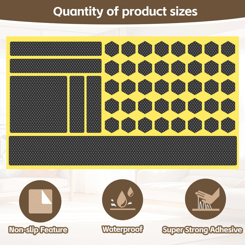 Rubber Grip Tape Kit, Durable Non-Slip Tape with 92 Customizable Pre-Cut Strips, Ideal For Increasing Friction and Comfortable on Phones, Cups, Tool Handles, and Game Controllers.( 2Pack, Black) 2