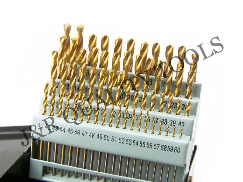 60pc Drill Bit Set M2 HSS High Speed Steel Bits Numbered #1-60 Metal Case