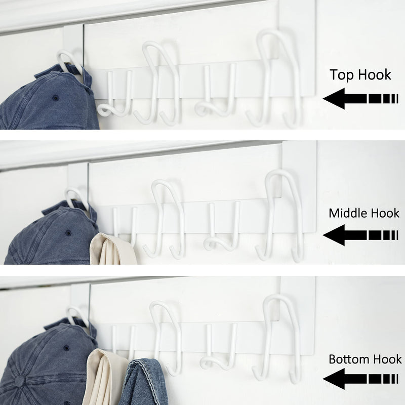 [Australia - AusPower] - SKOLOO Over The Door Hooks - for doors up to 1-3/4'' thickness, Metal Door Hanger with 11 Hooks, Over The Door Hanger for Coats, Hats,Towels, White 