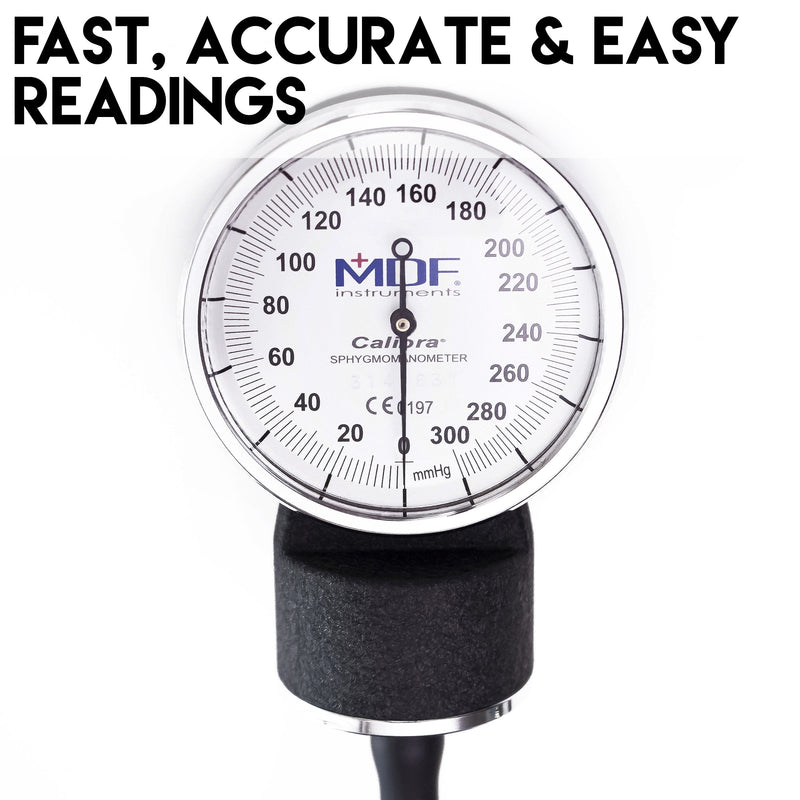 [Australia - AusPower] - MDF Instruments Calibra Aneroid Premium Professional Sphygmomanometer + Latex-Free Pediatric Replacement Blood Pressure Monitor Cuff - Double Tube 