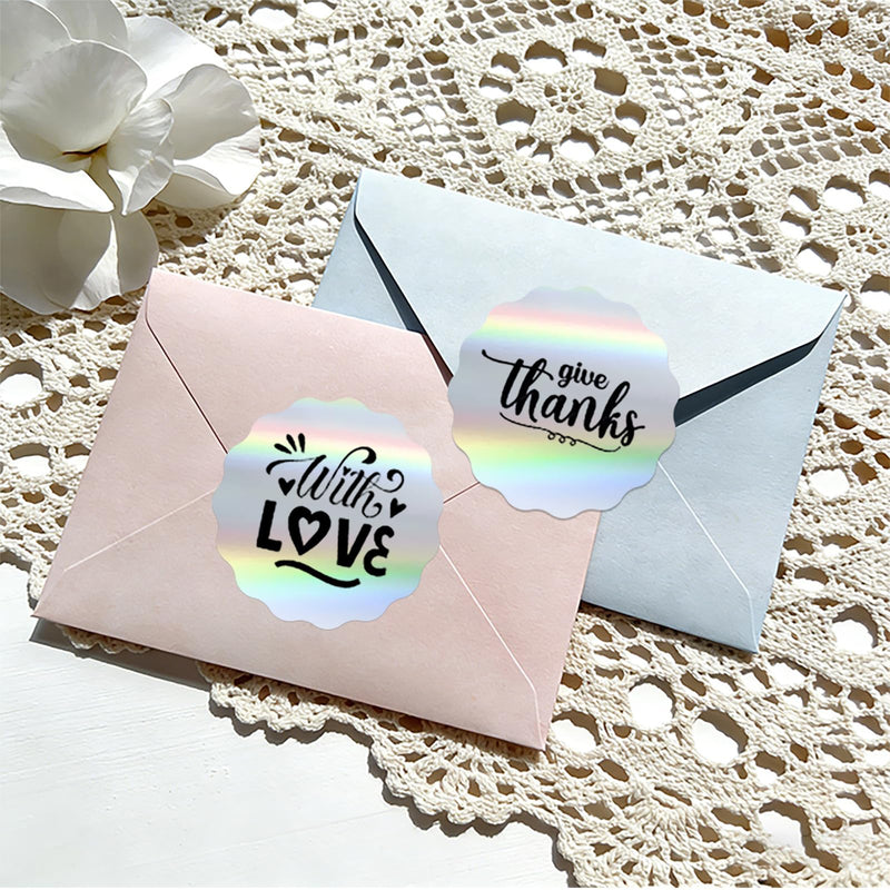 3 Inch Round Holographic Thermal Labels, Color Flower Thermal Sticker Labels for Small Business, Logo Design, Baking,300 Sheets/1 Roll (Holographic Silver) 3 inch