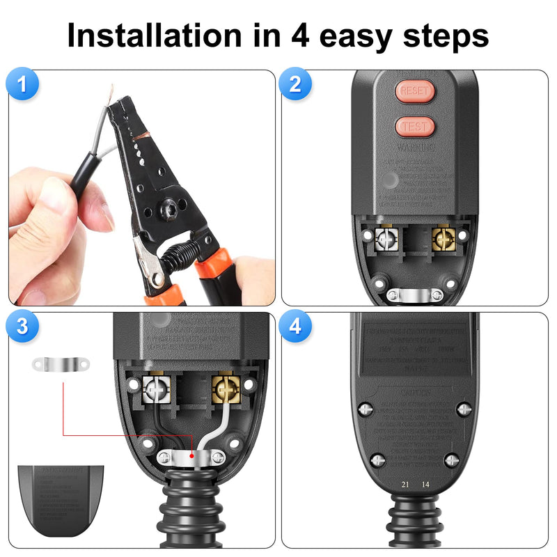 [Australia - AusPower] - ANEKEN GFCI Plug Replacement, Auto-Reset, 15 Amp, 2 Prong, Waterproof Ground Fault Circuit Interrupter Safety Plug for Pressure Washer, Hair Dryer, Weeder, Hot Tub, Pool Pump 
