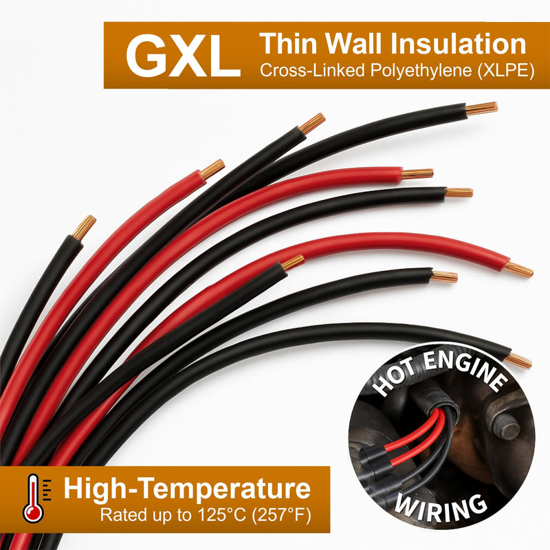 MGI SpeedWare Automotive Stranded Copper Wire, Cross-Linked High-Temperature GXL (16ga - 100ft, Black) 16ga - 100ft