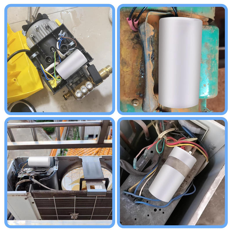 CBB60 450V 8uF 50/60HZ Starting Capacitor with Cable (Extended Version), 8µF AC Motor Operating Capacitor, AC Motor Capacitor, for Household Appliances such as Electric Motors and Air Conditioners etc 8.0 Mikrofarad