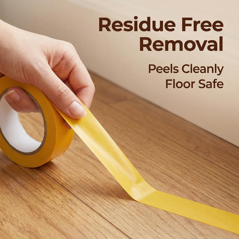 Vinyl Floor Tape, Floor Marking Tape No Residue Multipurpose for Gyms, Classroom, Office, Home, DIY, Craft, Dance Studio Yellow 2" X 36 Yds X2ROLL
