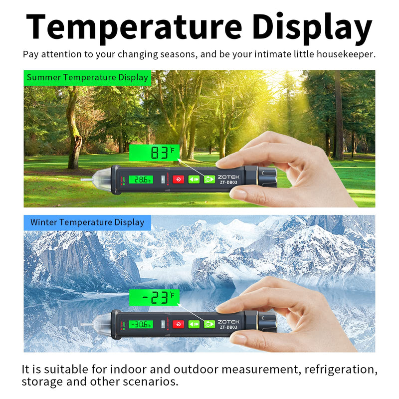 [Australia - AusPower] - ZOYI ZT-DB03 AC Voltage Detector - Non-Contact Voltage Tester Pen, Adjustable Sensitivity, Electricity Tester, Live Wire Tester, Electrical Tester Pen, 12-1000V Red 