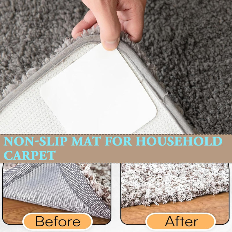 AKOAK 8 Pcs Rug Tape Pad, Rug Pad Gripper, Non-Slip Mat Anti-Skid Stickers for Area Rugs, Grip Rug Corners to Prevent Sliding