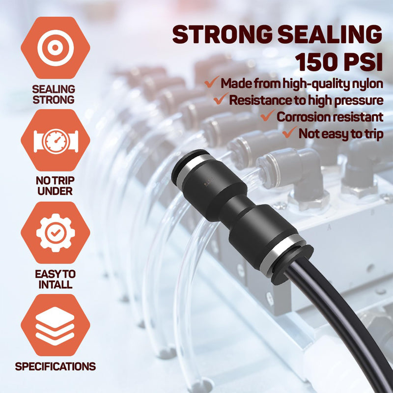 [Australia - AusPower] - 3/8 Air Line Fittings Straight Push To Connect Air Hose Fittings Quick Connect Pneumatic Fittings 10 Pack 3/8" Straight Union 