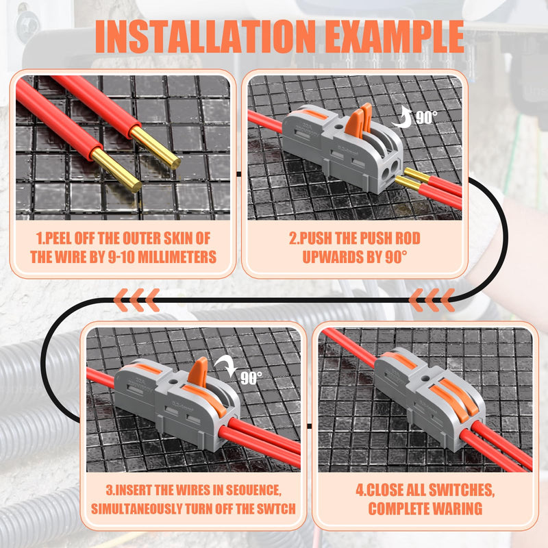 Connection Clamp, 10 Pieces, 1 in 2 Out Connection Clamp, with Lever, Cable Connector with 0.2-4 mm² Conductor Clamp for DIY Projects