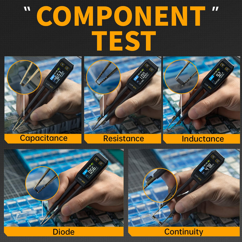 [Australia - AusPower] - LCR Meter Tester Smart Bridge Tweezer Kit LCR Digital Bridge Tester Digital Bridge Meter LCR Meter Resistance Inductance Capacity Component Test (LCR-ST1 Tweezer Bridge) 