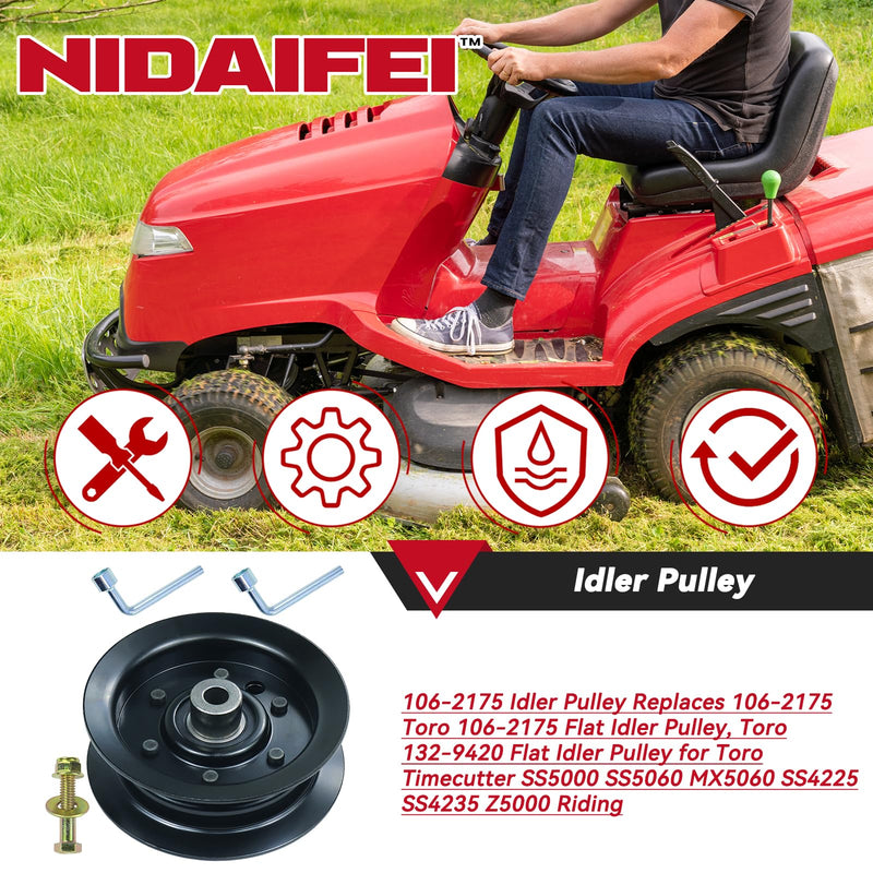 [Australia - AusPower] - 106-2175 Idler Pulley Replaces Toro 132-9420 Flat Idler Pulley, Toro 106-2175 Flat Idler Pulley for Toro Timecutter SS5000, SS4225, SS4235, MX5060, Z4200,Z5000, MX5000, MX5060 Riding Mowers 1 Pack 106-2175 Idler Pulley 