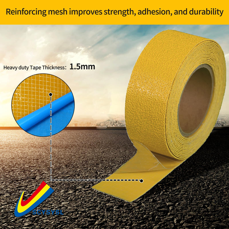 Reflective Pavement Marking Tape Slip-Resistant and Durable, Heavy-Duty Rubber Base for Outdoor Applications, Perfect for Driveways, Walkways, and Parking Areas (Yellow, 2 Inch X 18 Feet) Yellow