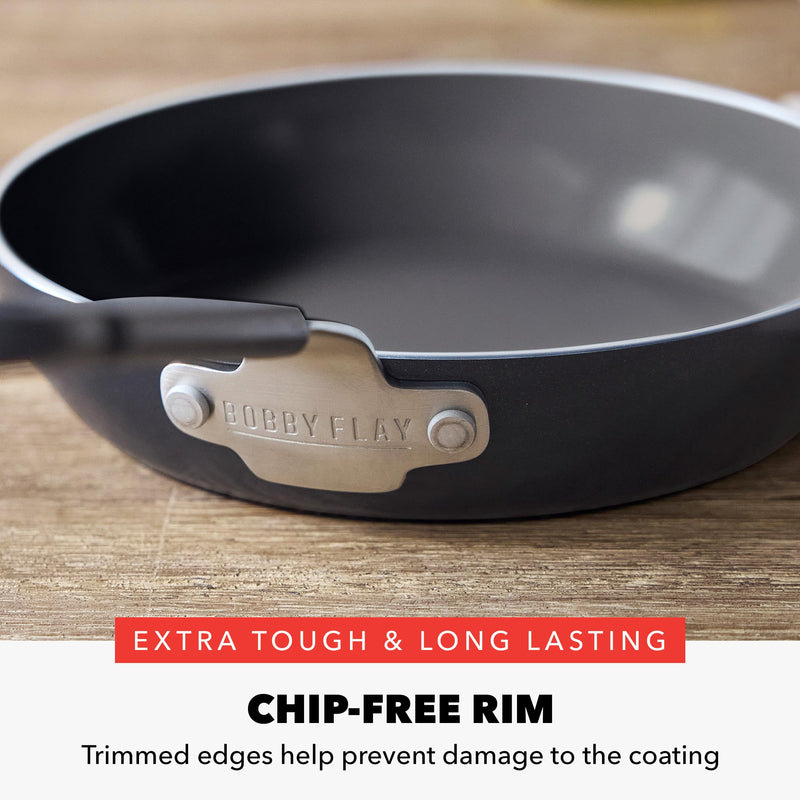 GreenPan x Bobby Flay 8" Nonstick Frying Pan Skillet, PFAS-Free Diamond Ceramic, Induction Suitable, Stay-Cool Silicone Handle, Easy Clean Dishwasher & Oven Safe, Egg & Omelet Pan, Black 8" Frying Pan Skillet