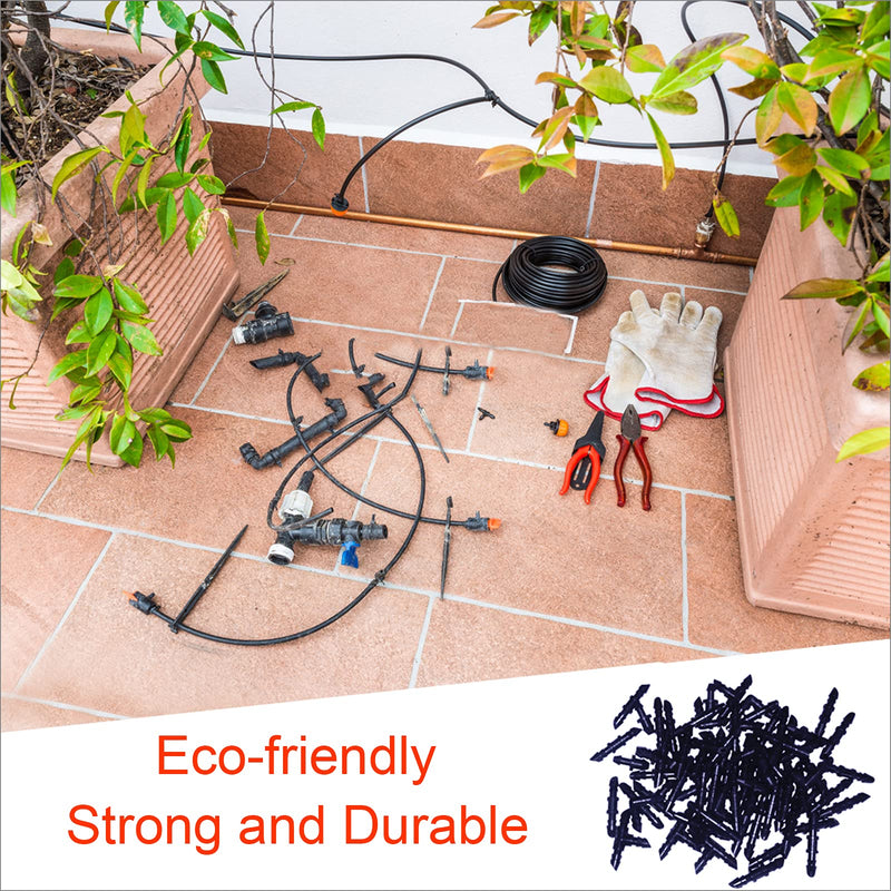 [Australia - AusPower] - 1/4 Inch Drip Irrigation Fittings Kit, 130 Pieces Drip Irrigation Parts for 1/4" Irrigation Tubing for Garden Lawn, Drip Line Barbed Connectors - 60 Couplings, 40 Tees, 20 Elbows, 10 End Plugs 4/7mm Drip Fittings Set-130P 
